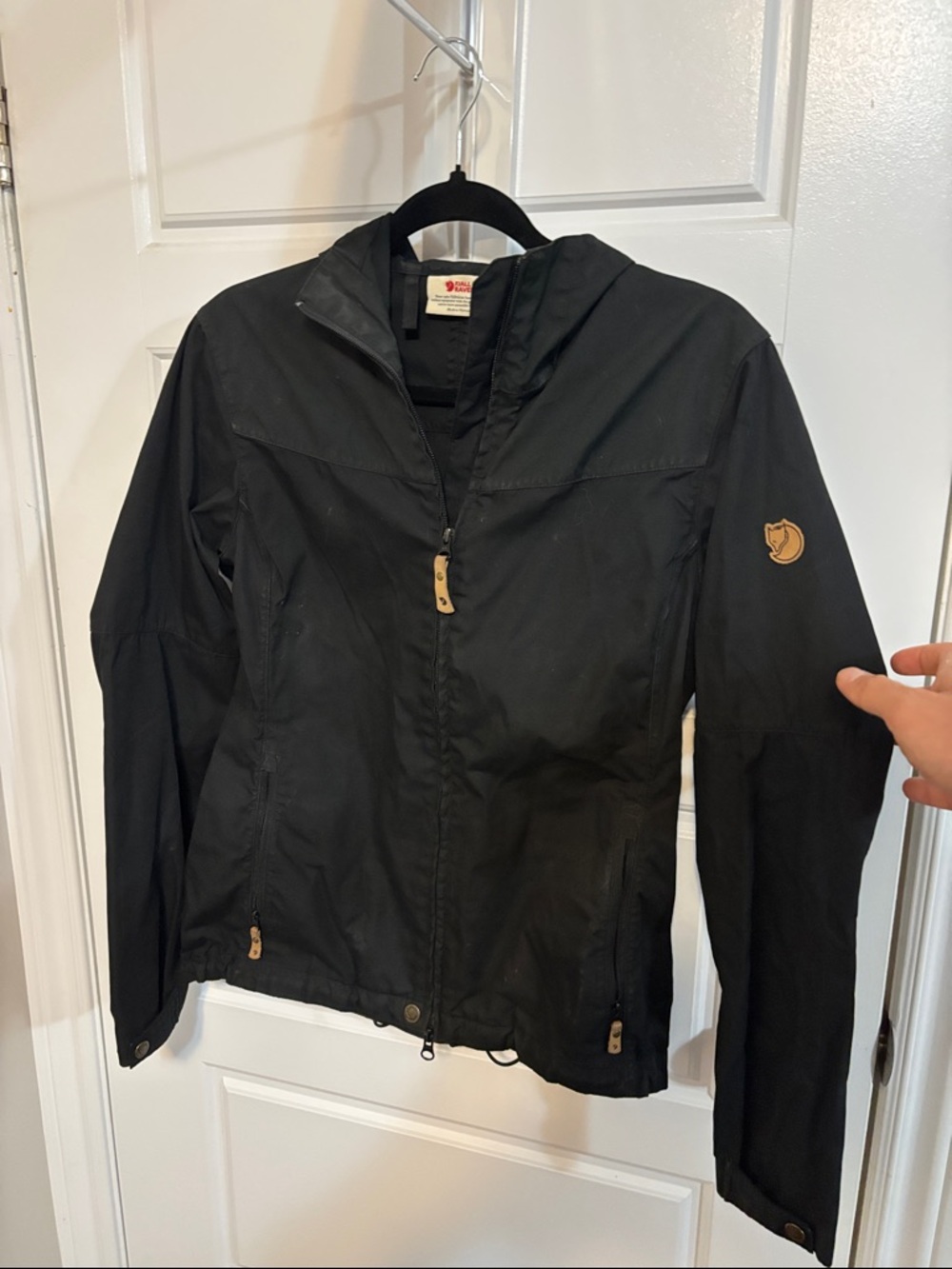 Fjallraven Black Hooded Utility Jacket with Logo Patch